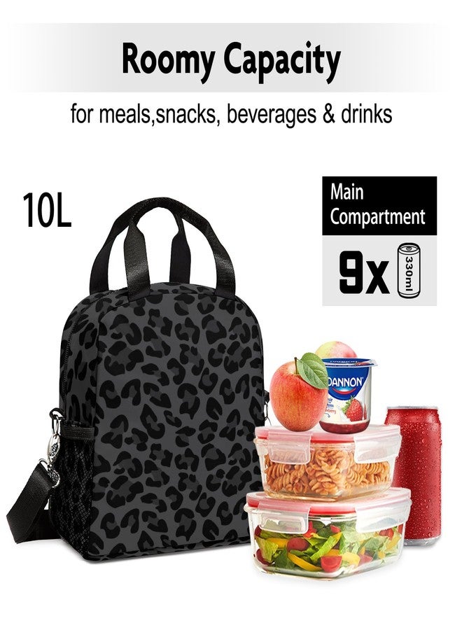 WOBAGMEN Lunch Bag for Women, Black Leopard Lunch Bags Insulated Lunch Box With Adjustable Shoulder for Girls Adult,Reusable Small Cheetah Lunch Tote Bags for Work School - Image 3